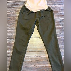 Dark green maternity skinny jeans